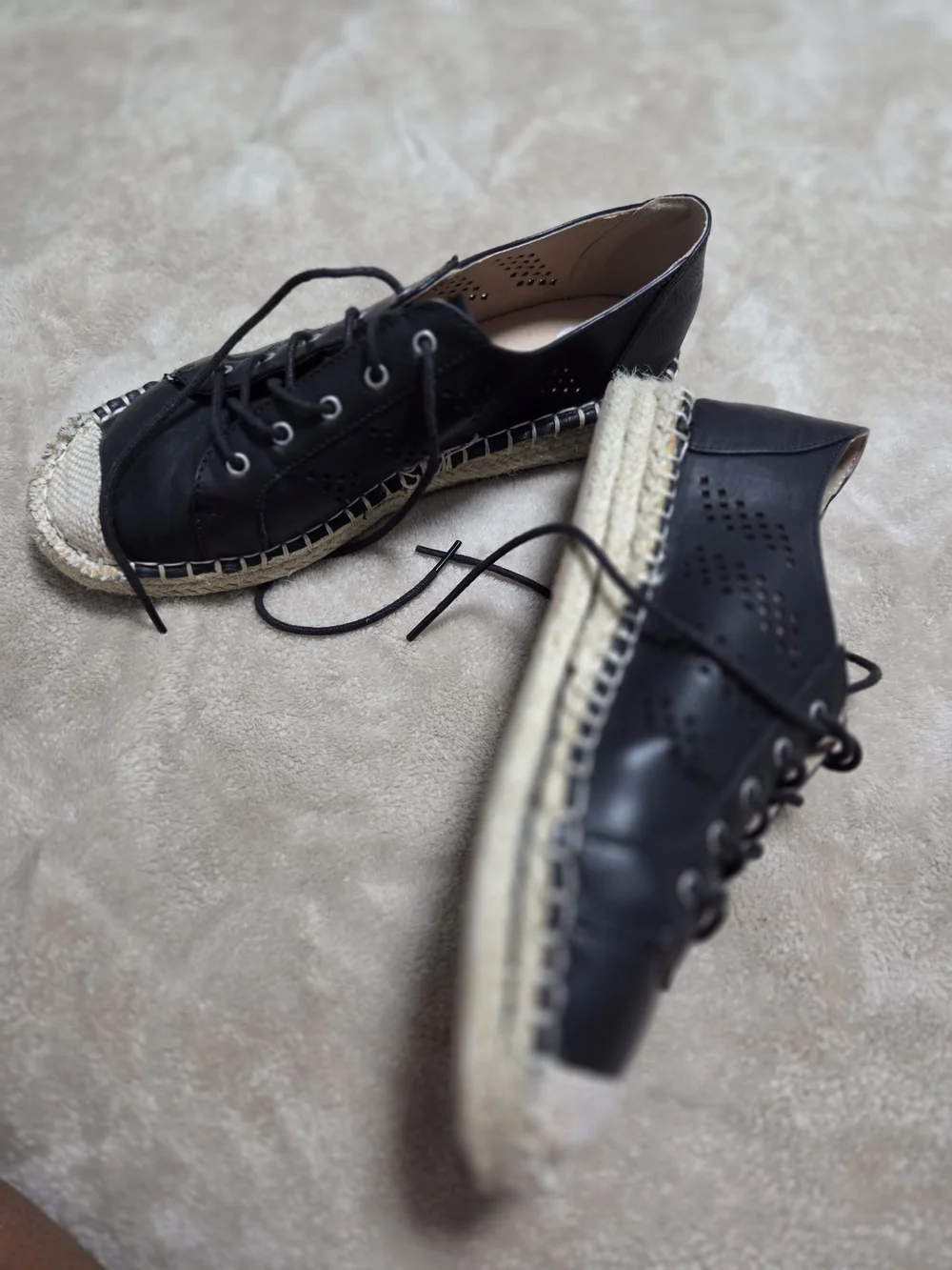 Black Espadrille Lace-Up Women’s Casual Sneakers